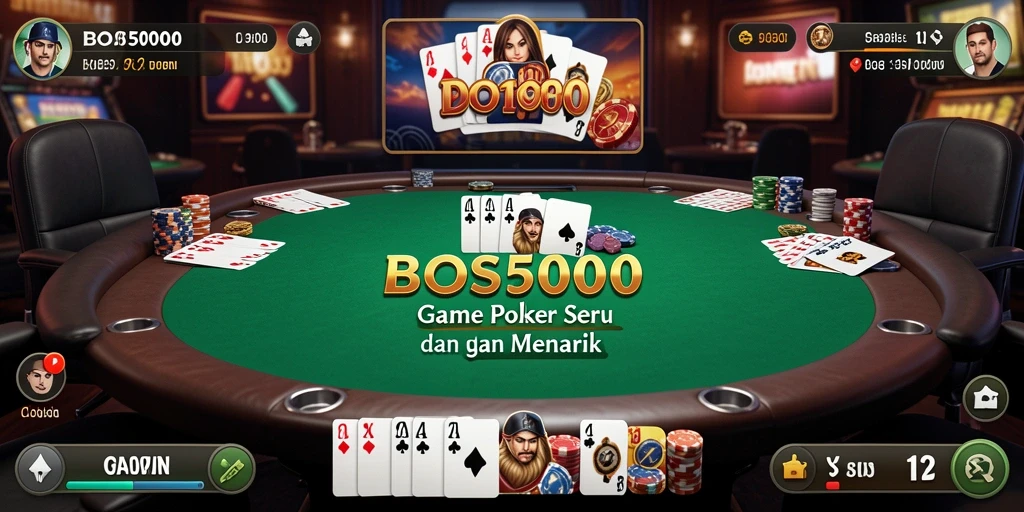 Tampilan gameplay Poker yang menarik dan seru di BOS5000.