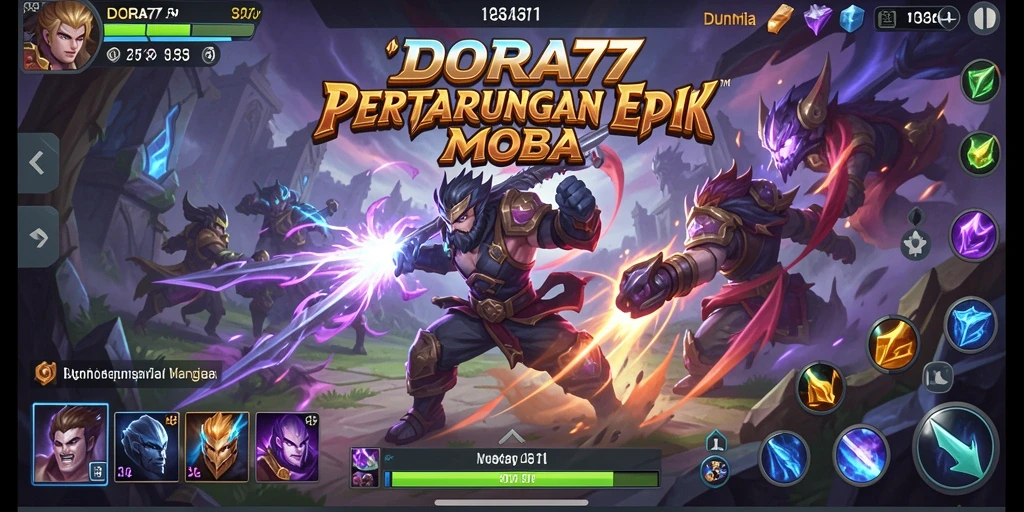 Tangkapan layar menunjukkan aksi seru gameplay DORA77 MOBA.