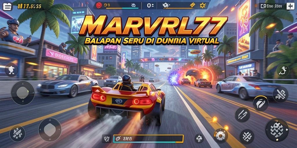 Tampilan mendebarkan dari gameplay balap di MARVRL77.