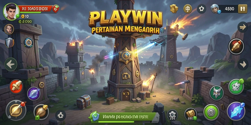 Tampilan gameplay menara yang mendebarkan di dalam PLAYWIN.